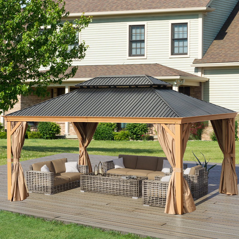 Aoodor 16 Ft. W X 12 Ft. D Aluminium Patio Gazebo Wayfair